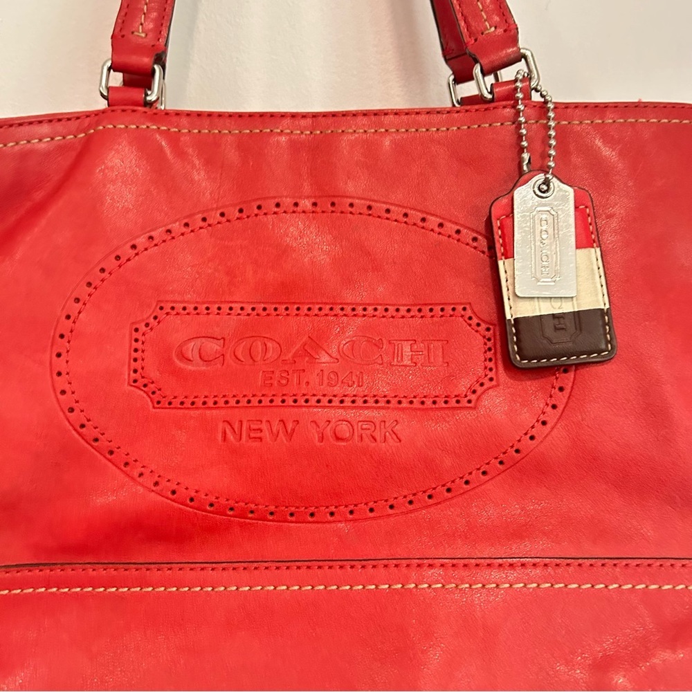 Coach Hampton Perforated & Embossed Leather Tote Handbag - Picture 2 of 12